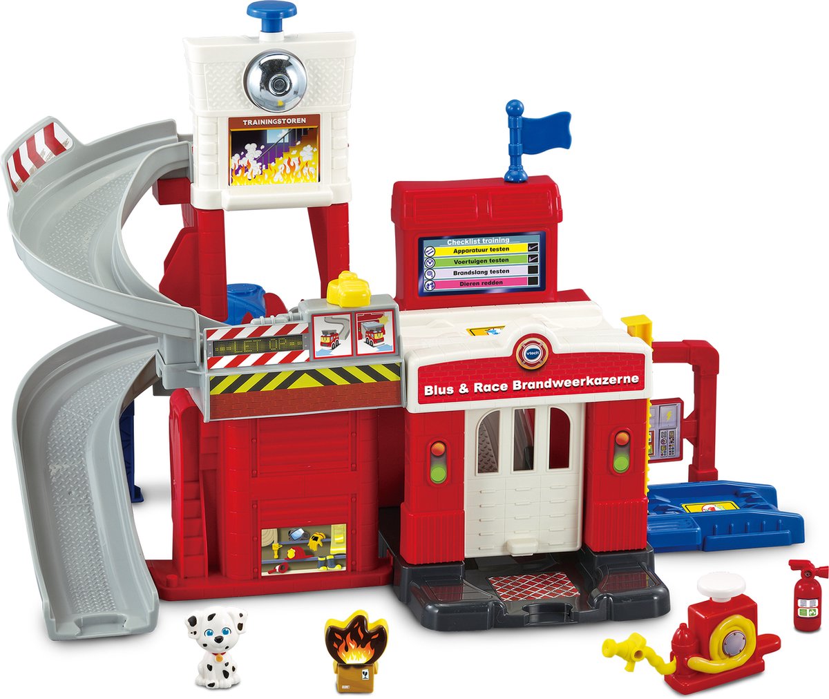 Vtech blus race brandweerkazerne - educatief kinder speelgoed auto - incl. bram brandweerwagen - cadeau - brandweer speelgoed 1 jaar