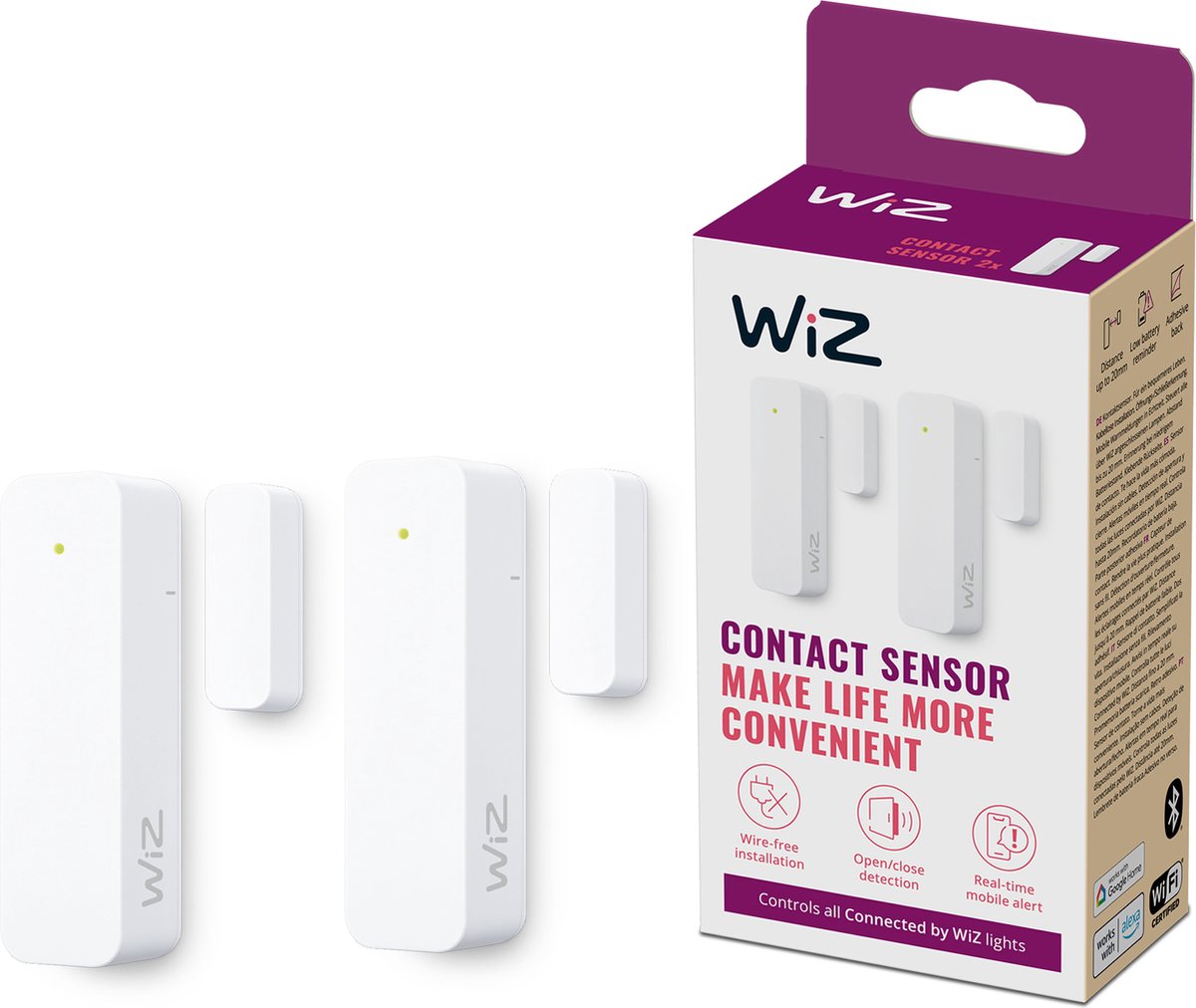 Wiz contact sensor - home monitoring - 2-pack - directe meldingen via de app