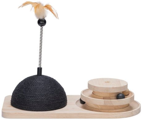 Designed by lotte krabbol en speeltoren maia - kattenspeelgoed - hout - zwart bruin - 50x24,5x38 cm