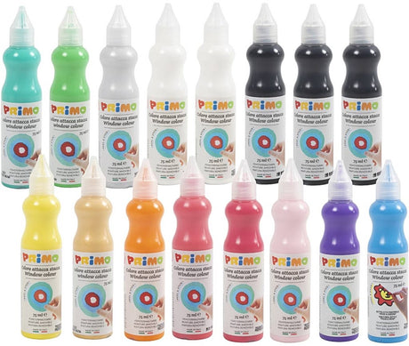 Primo Fensterfarbe, verschiedene Farben, 16x75 ml 1 Box