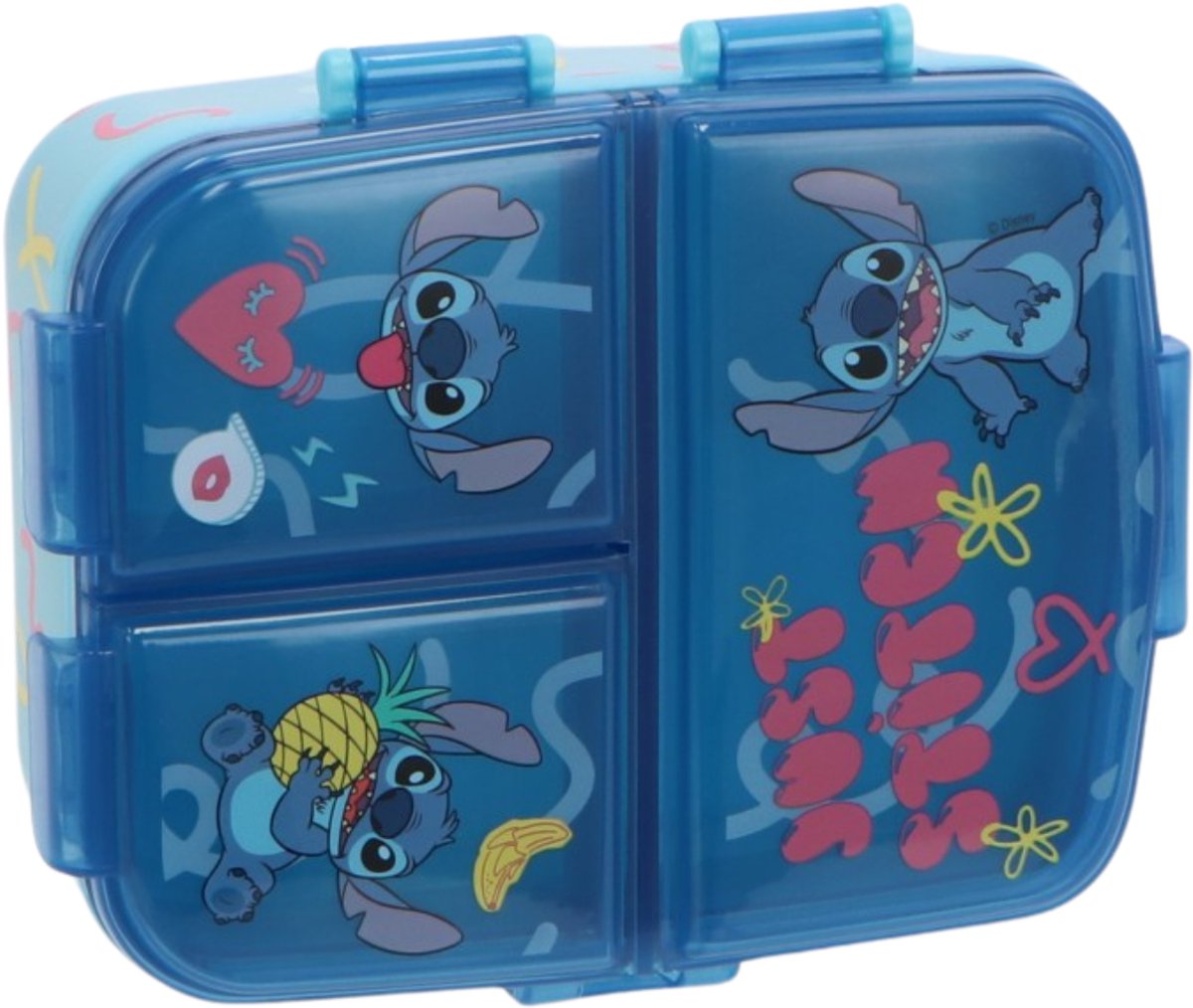 Stor Stitch Kinder-Lunchbox – Lunchbox mit 4 Fächern für Kinder ab 4 Jahren – spülmaschinenfest, BPA-frei – Blau
