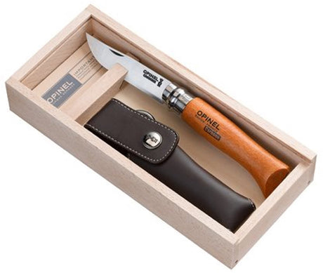Opinel Nr. 08 Taschenmesser aus Karbonholz, Holzbox