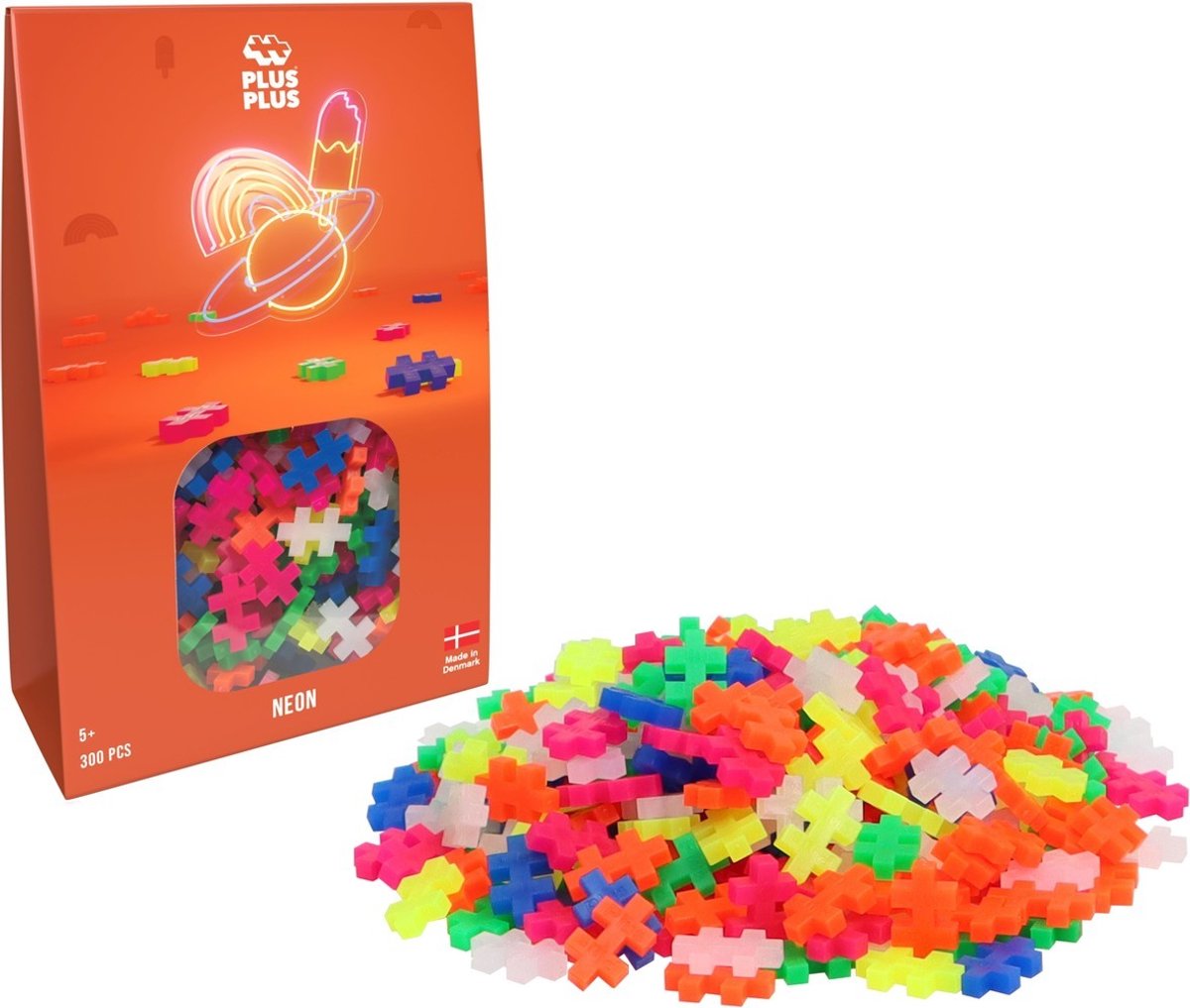 Plus-Plus Basic Neon 300-teiliger Baukasten – 3351 – Konstruktionsspielzeug – Konstruktionsspielzeug – Set mit Bausteinen – ab 5 Jahren