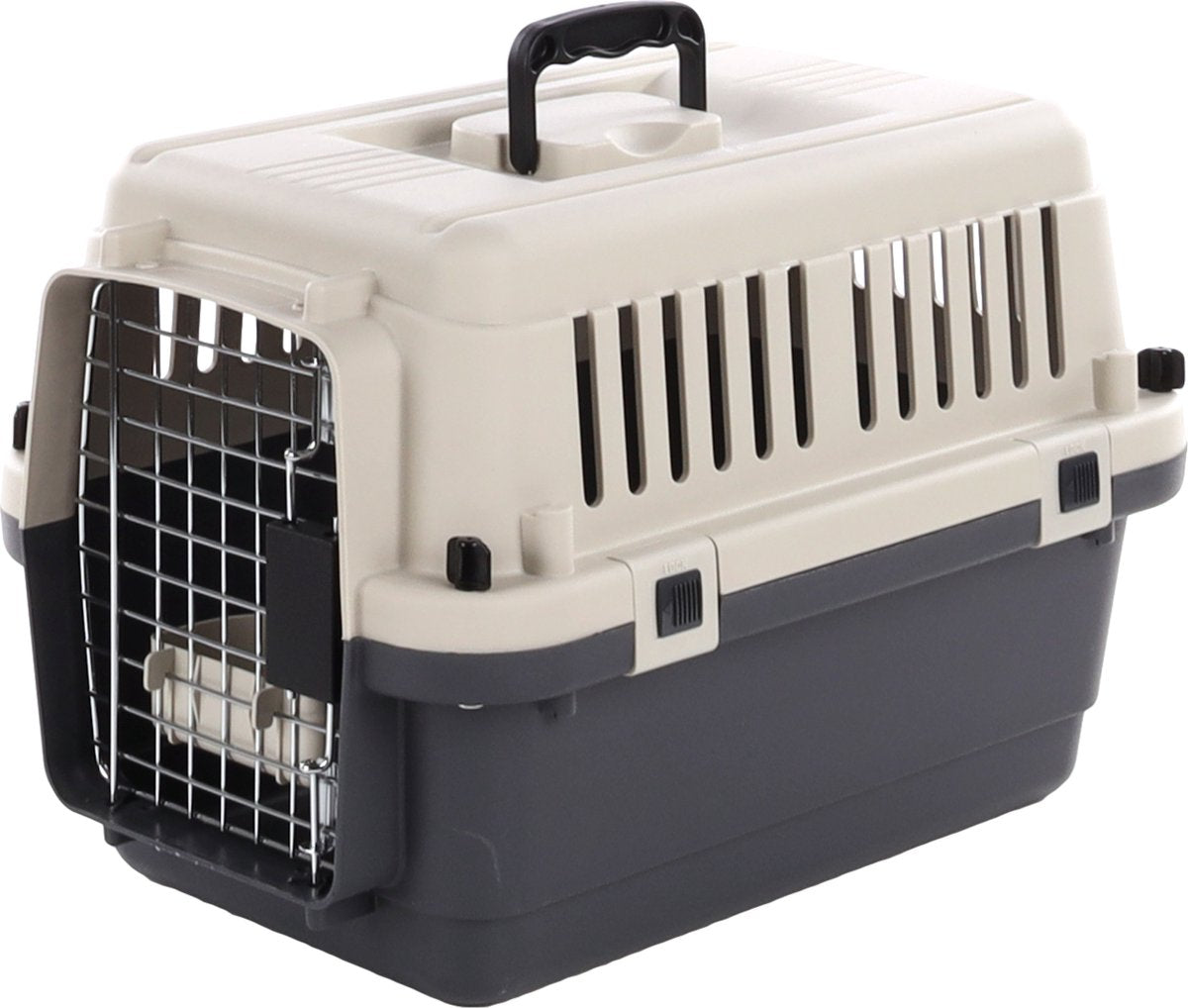 Flamingo Transportbox Katze und Hund – Autokiste XS 50x33x33 cm – Transportkäfig Nomad dunkelgrau