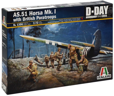 Italeri Modellbausatz Militärfahrzeuge – 1356 AS.51 Horsa Mk.i mit britischen Fallschirmjägern – 75. Jubiläum D-Day 1944 2019 aus Kunststoff – 1:72 – Modellbau