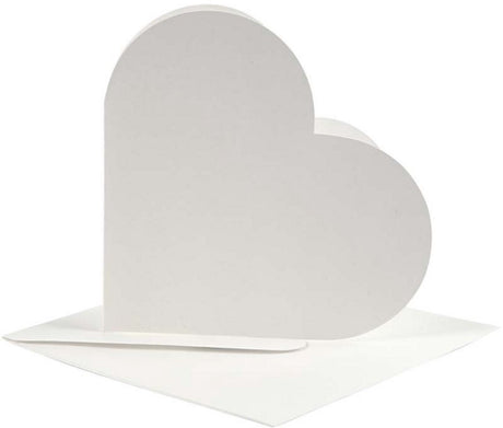 Herzförmige Karten der Firma Creativ, Kartengröße 12,5 x 12,5 cm, Umschlaggröße 13,5 x 13,5 cm, gebrochenes Weiß, 10er-Set 1 Box