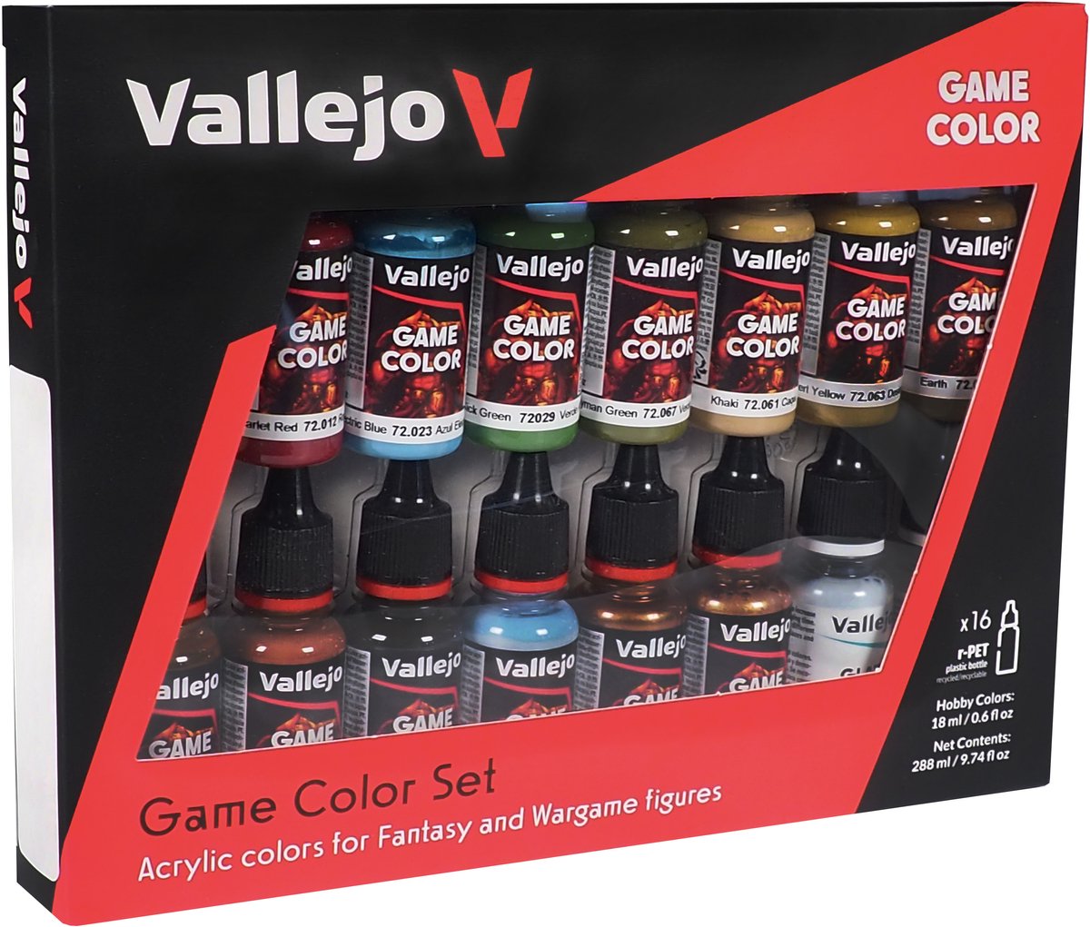 Vallejo Hobby Paint Acrylfarbe - 72188 Spezialset für Fantasy und Wargames - Spielfarbe - Acrylset - 16x Farbset - 16x 18 ml