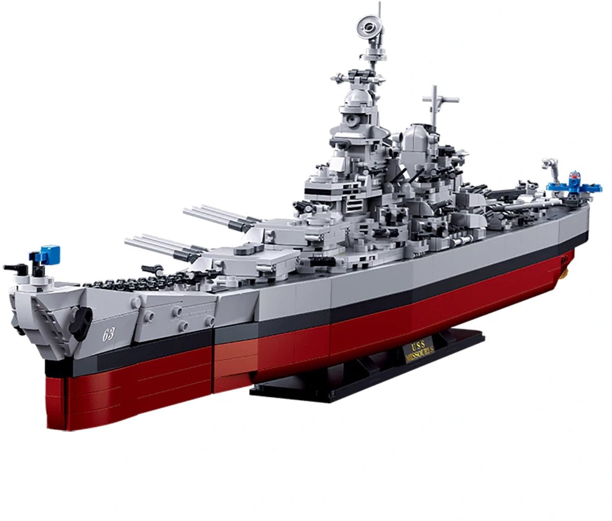 Sluban Uss Missouri Bauspielzeug für Kinder ab 10 Jahren – Konstruktionsspielzeug Modellbau – Baukasten mit 1741 Bausteinen – M38-B1291