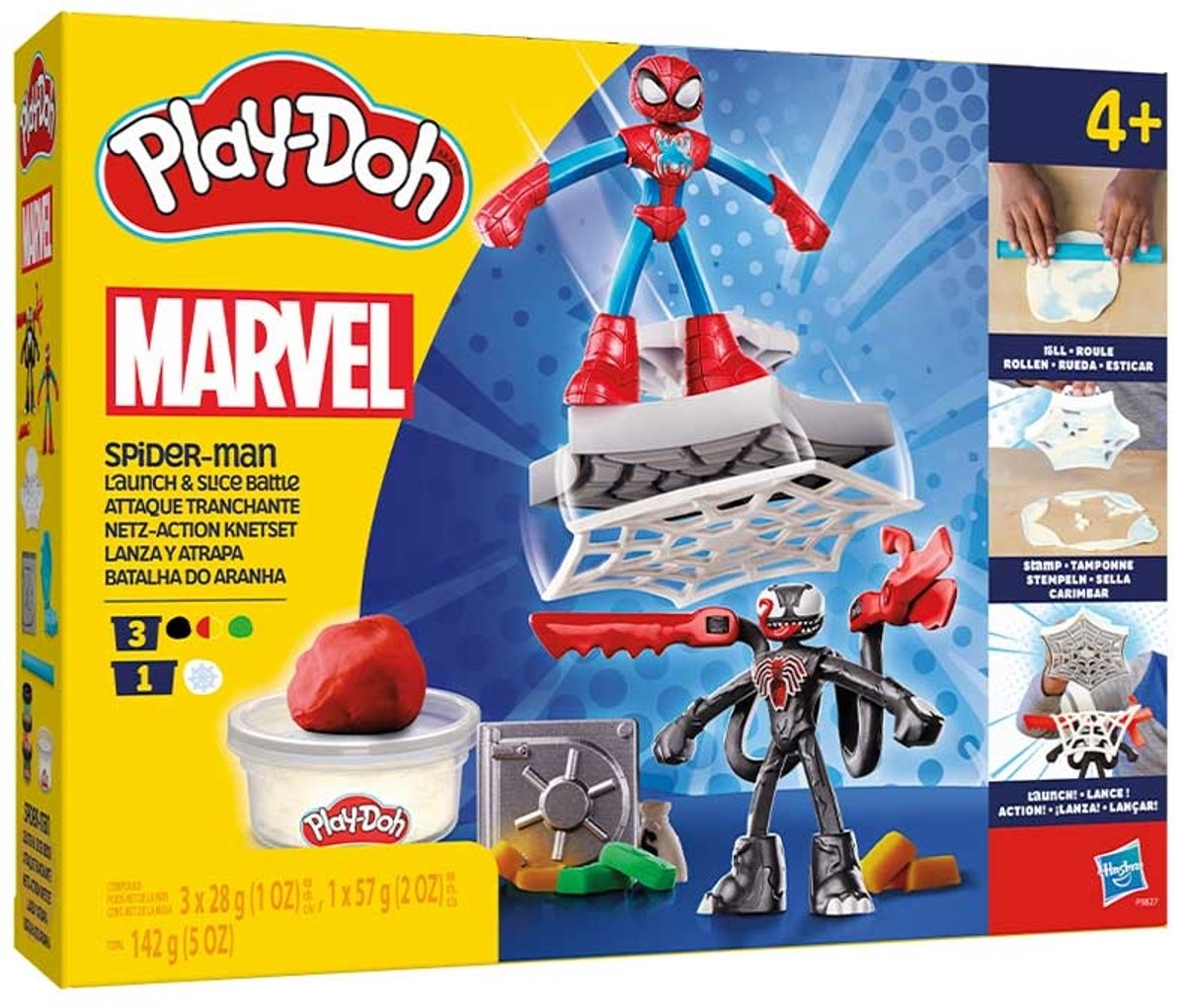 Play-Doh Marvel Spider-Man Wurf- und Schnittspielset – Modelliermasse – inklusive 2 Figuren