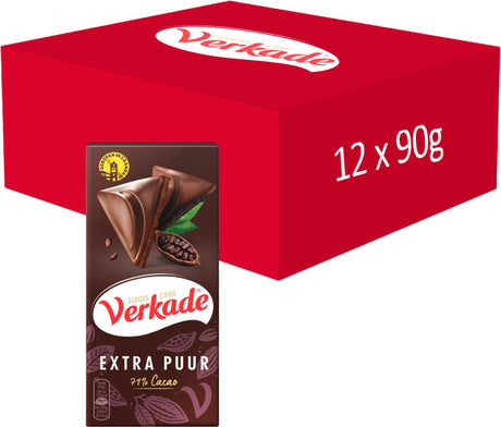 Verkade - Tafelschokolade - extra dunkel - 12 x 90 Gramm