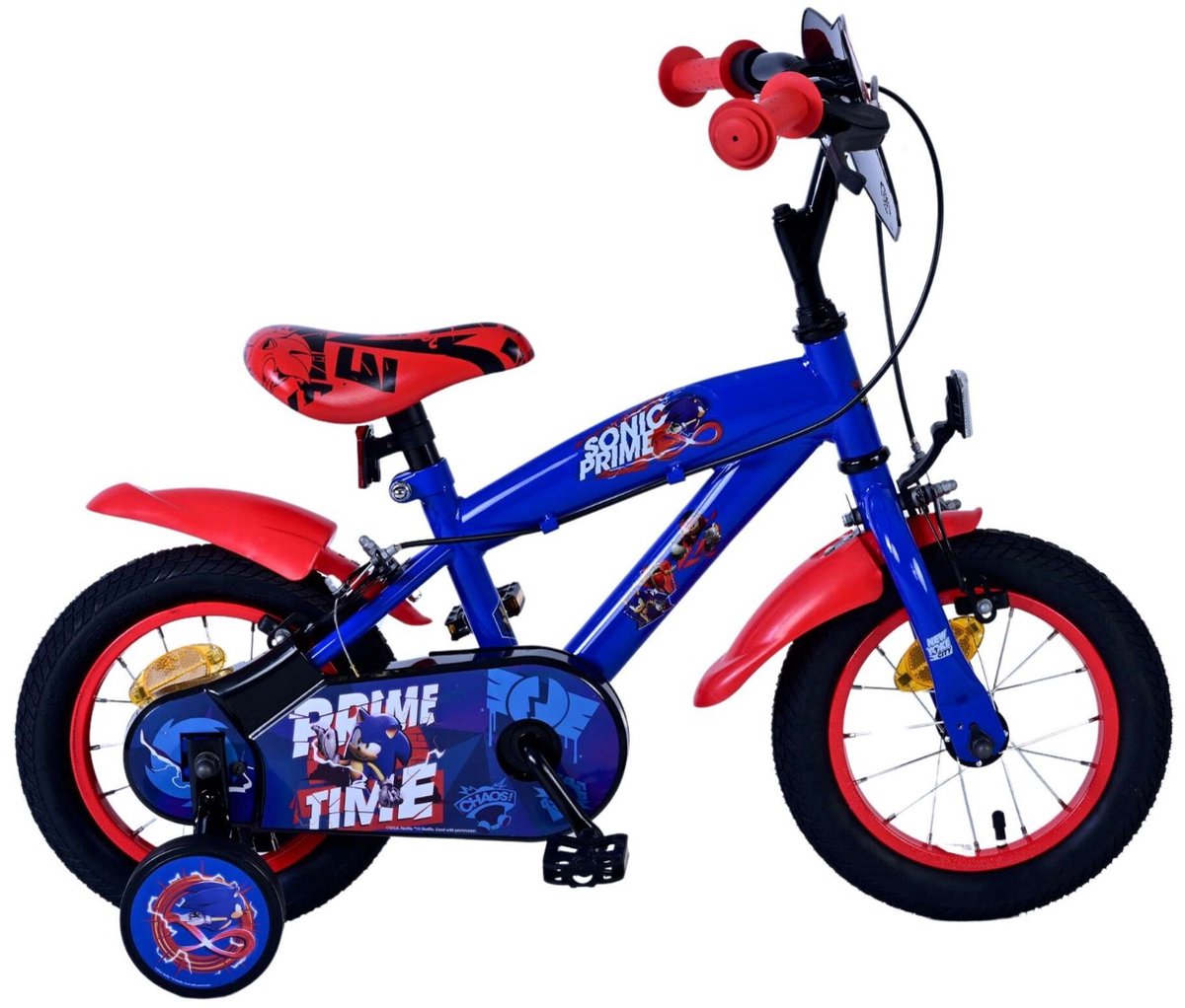 Volare Sonic Prime Kinderfahrrad – Jungen – 12 Zoll – Blau Rot – Zwei Handbremsen