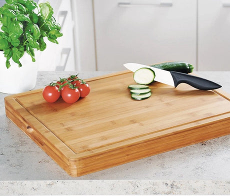 Kesper sehr luxuriöses Profi-Schneidebrett, Bambus 50 x 40 x 5 cm!!!, Griffmulde