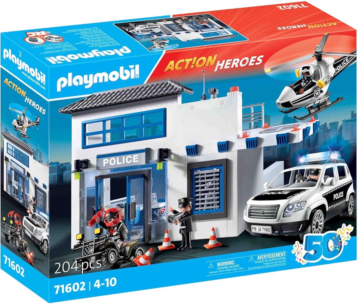 Playmobil-Actionhelden-Polizeistation mit Fahrzeugen