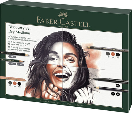 Faber-Castell Pitt Monochrom – Discovery-Set, trockene Kunstmaterialien – 17-teilig – FC-112925