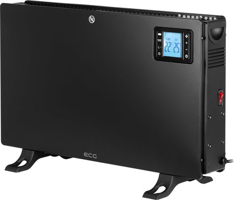 ECG TK 2080 DR Schwarz – Heißluft-Konvektorheizung – Thermostat – 3 Leistungsstufen 750 1250 2000 W – Turbo