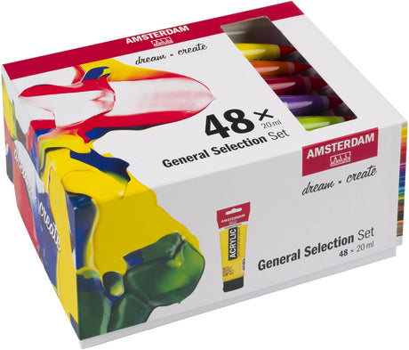 Bruynzeel Amsterdam Standard-Serie, allgemeines Auswahlset für Acrylfarben, 20 ml, 48 Stück.