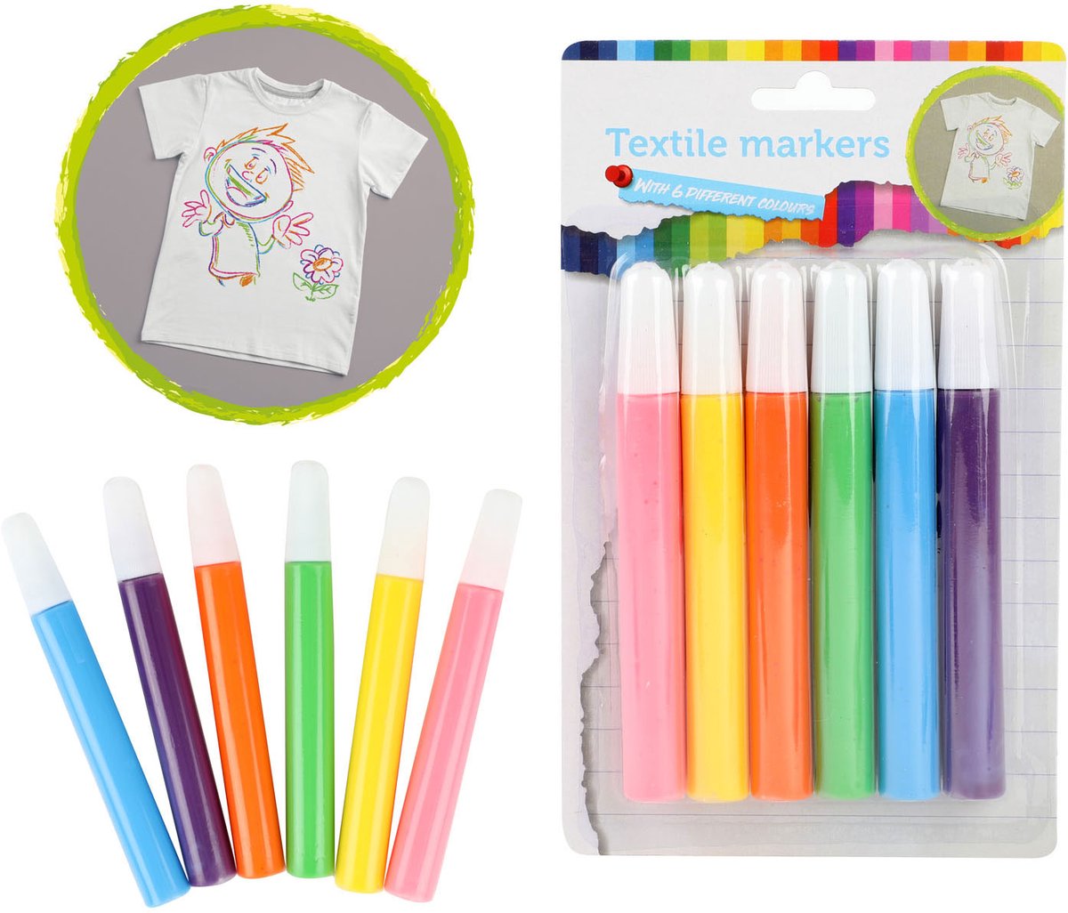 Toi-toys Textilmarker Tropical, 6 Stk.