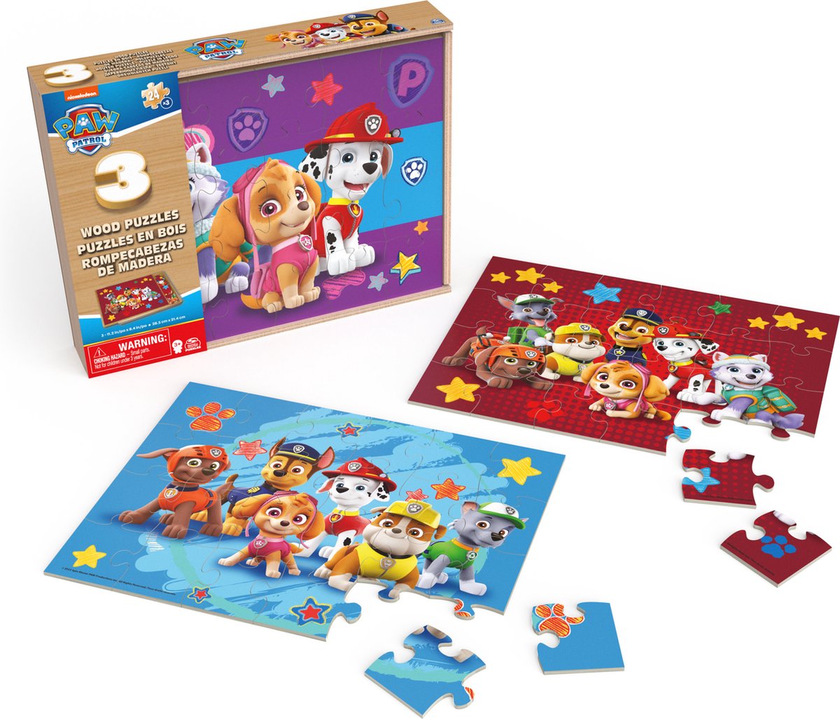 Paw Patrol 3in1 Holzpuzzle in Box 3x24 Teile