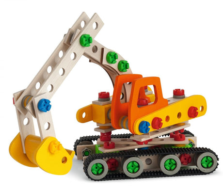 Eichhorn Konstruktor Raupenbagger Konstruktionsspielzeug 170-teilig FSC-Holz.