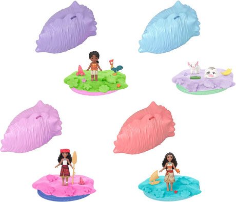Mattel Disney Vaiana Ocean Shell Reveal mit kleiner Überraschungspuppe – mit formbarem Sand und Zubehör