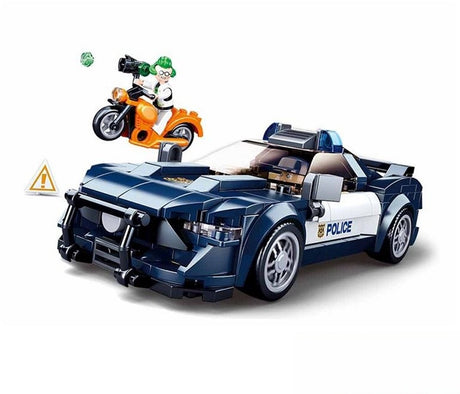 Sluban Town Fast Police Car Bauspielzeug für Kinder ab 6 Jahren – Konstruktionsspielzeugmodell Polizeiauto – Baukasten mit 284 Bausteinen und 2 Minifiguren – M38-B1063