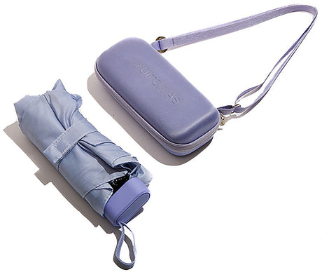 Muitomas Regenschirm + Hülle – Schultergurt – Ultraleicht – Teleskopgriff – Hardcover – Violett