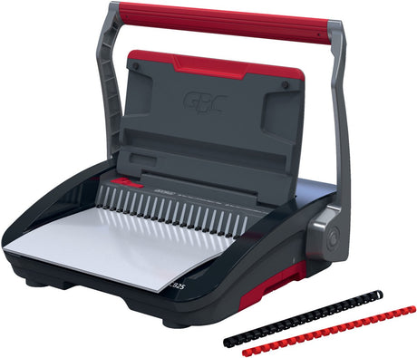 Gbc combbind® cb25 manuelles Bindegerät – Binderücken aus Kunststoff – 450 Blatt – Schwarz Rot