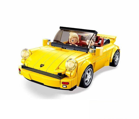 Sluban Modelbricks Deutscher gelber Sportwagen, Bauspielzeug für Kinder ab 8 Jahren – Konstruktionsspielzeug Modellbau Rennwagen – Baukasten mit 290 Bausteinen und 2 Minifiguren – M38-B1097