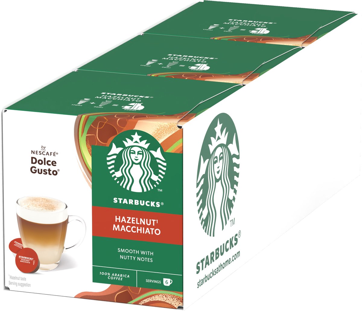 Starbucks by Dolce Gusto Kapseln Haselnuss Macchiato – 36 Kaffeetassen für 18 Tassen Kaffee
