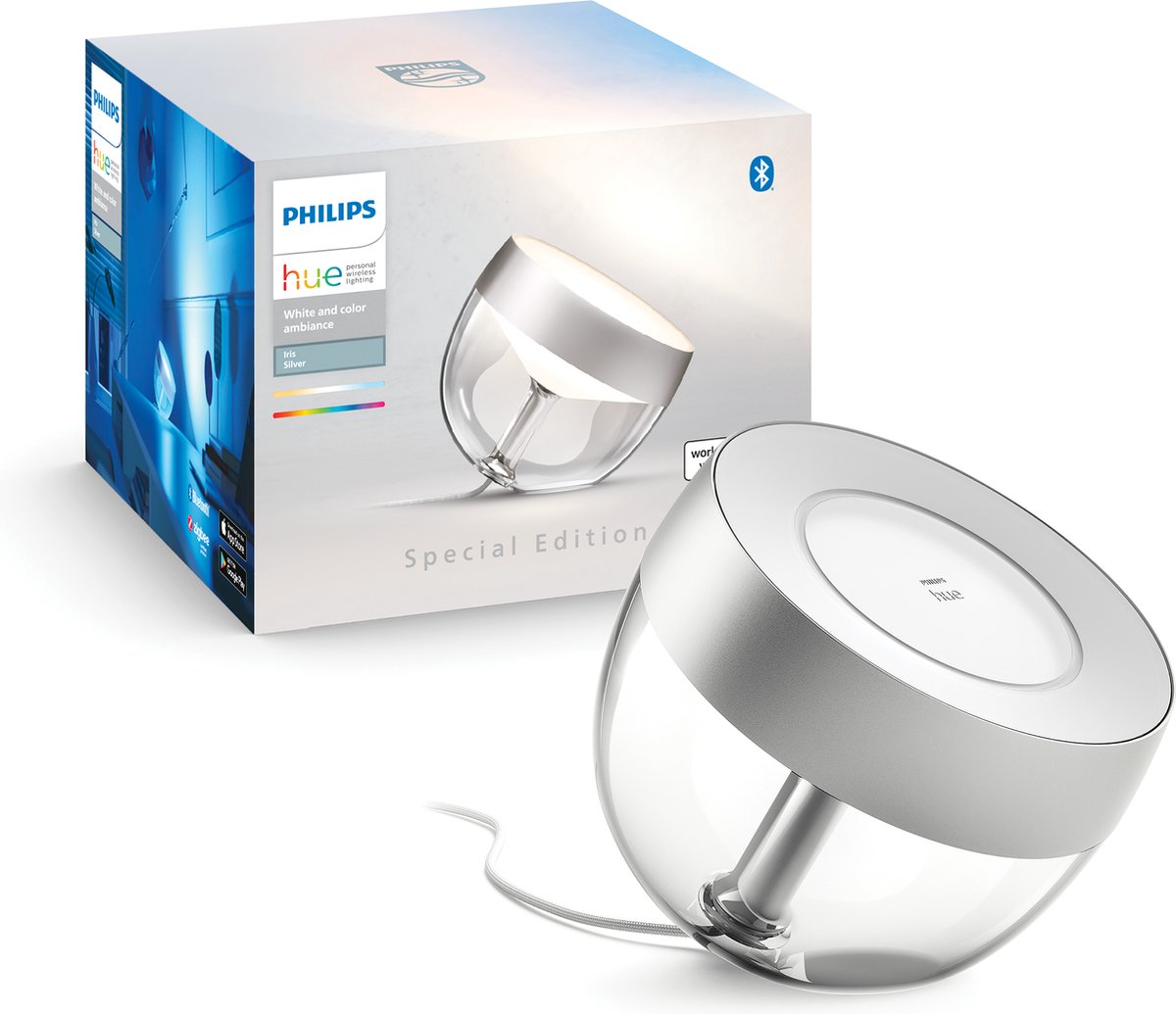 Philips hue iris tafellamp - wit en gekleurd licht - zilver