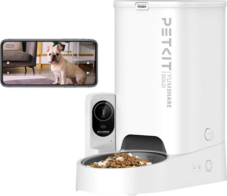 Petkit - yumshare solo mit Kamera - Automatischer Futternapf für Katze und Hund - Weiß - Trockenfutter - 3 Liter Fassungsvermögen - App-Steuerung
