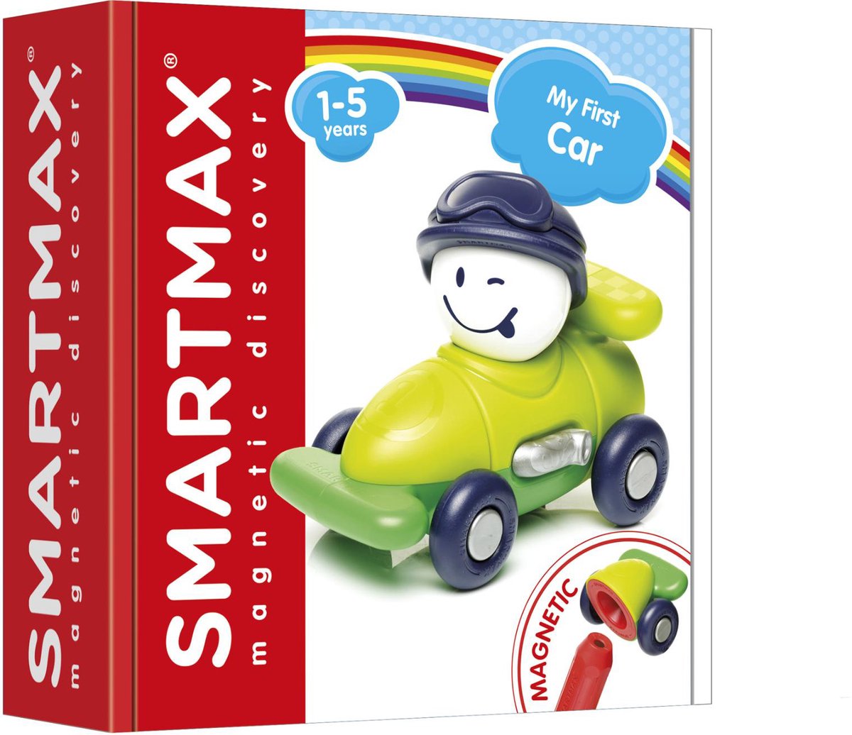 Smartmax Mein erstes Auto – Magnetisches Rennauto bauen – Buntes Fahrzeugset – Lernspielzeug für Kleinkinder – ab 1 Jahr
