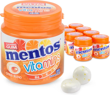 Mentos Gum Vitamine Zitrusmischung – Kaugummi – zuckerfrei – 8x45 Stück