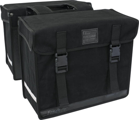 Fastrider canvas hybride 36 dubbele fietstas zwart 47l - afgeschuind - waterafstotend canvas - reflecterend - geschikt voor e-bike
