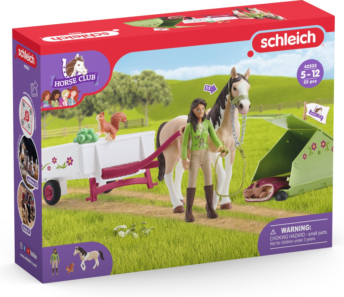 Schleich Horse Club Spielfiguren-Set – Sarahs Campingausflug – Kinderspielzeug für Jungen und Mädchen – 5 bis 12 Jahre – 12 Teile – 42533
