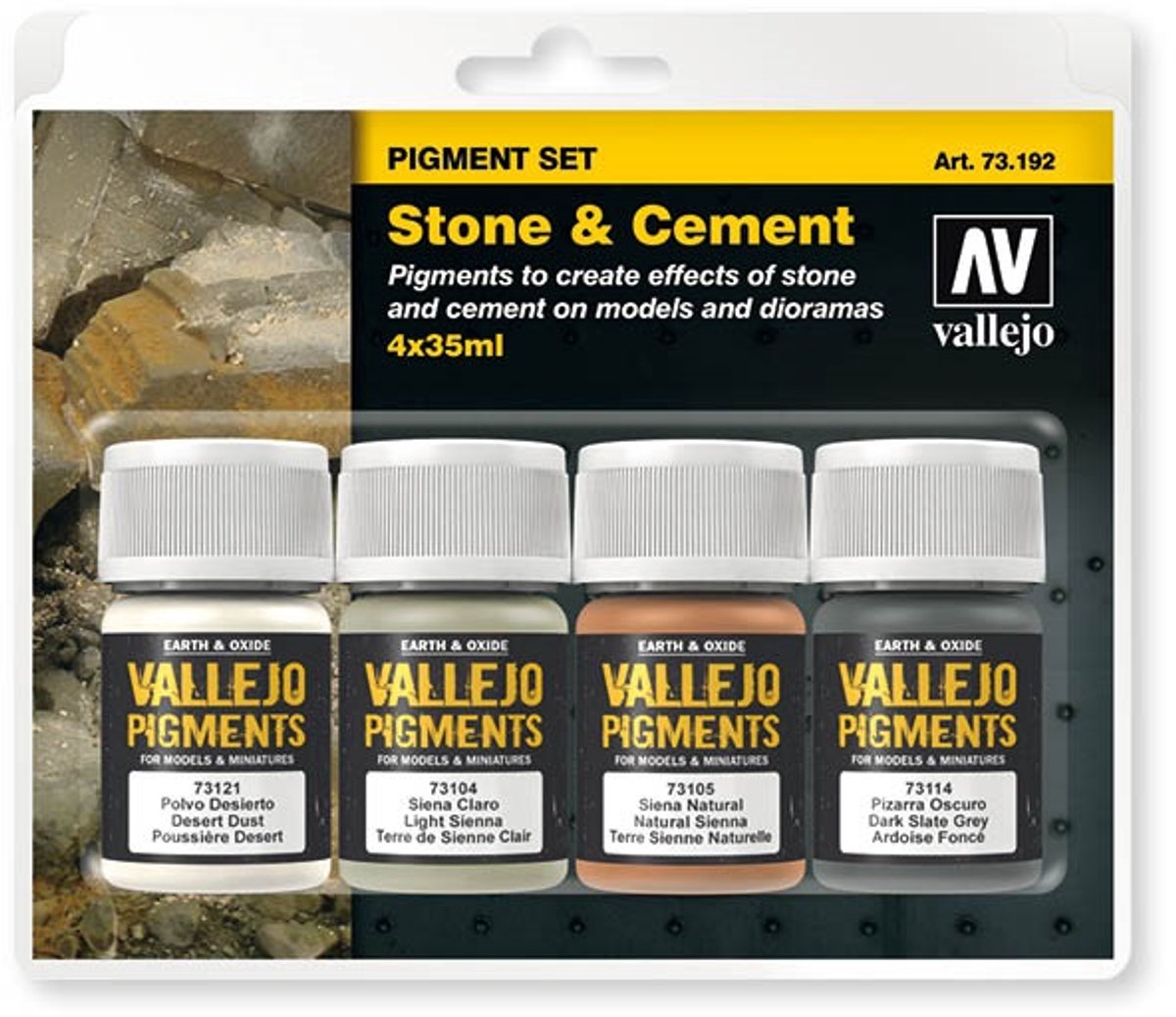 Vallejo val73192 – Steinzement-Pigment-Set, 4 Farben