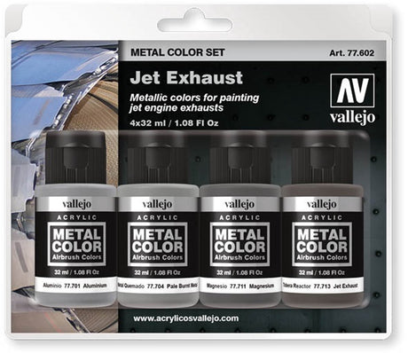 Vallejo Hobbyfarbe – 77602 Jet Exhaust – Metallfarbset Farbset – 4x 32 ml