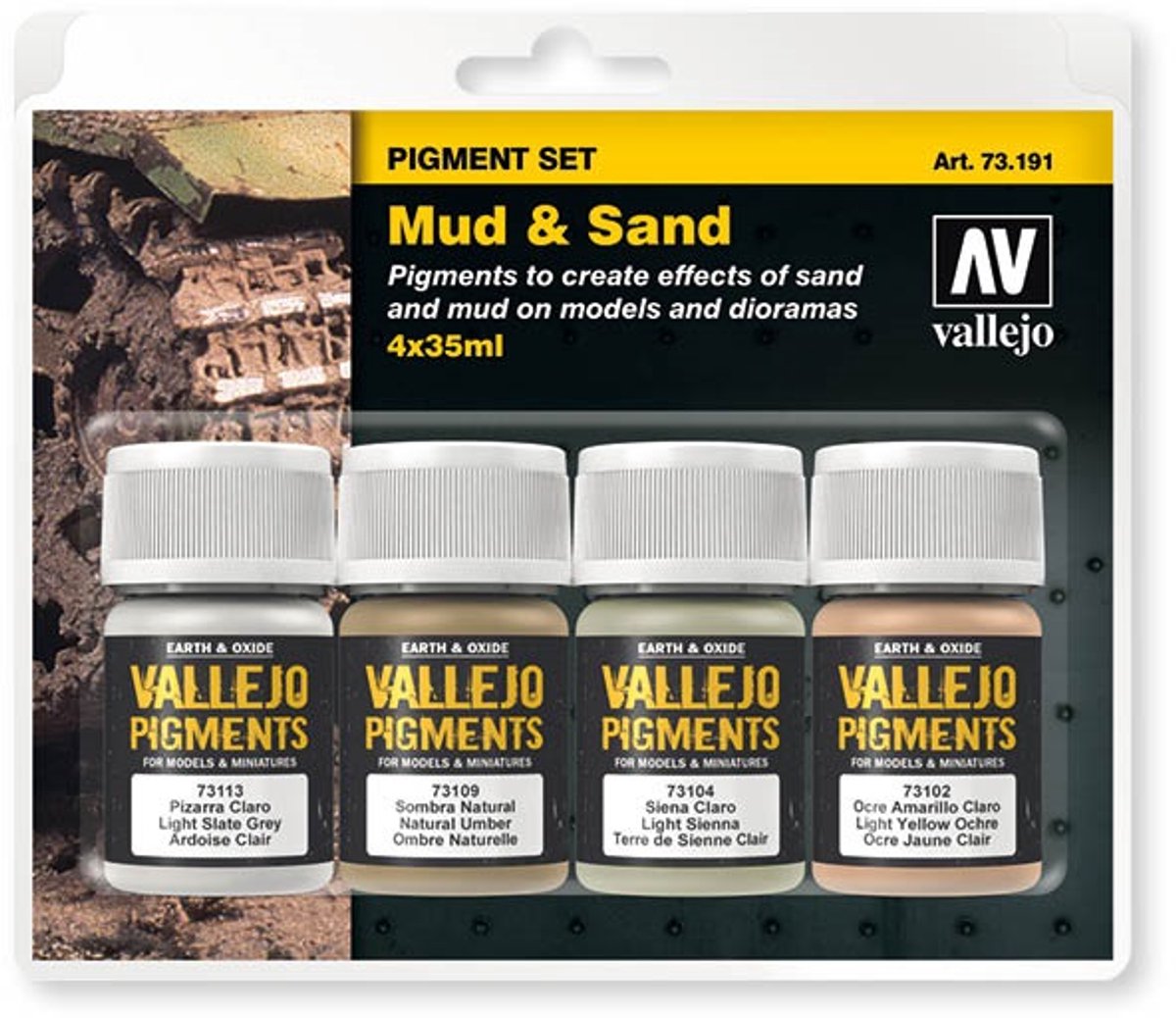 Vallejo val73191 – Pigment-Set, Schlamm-Sand-Set, 4 Farben