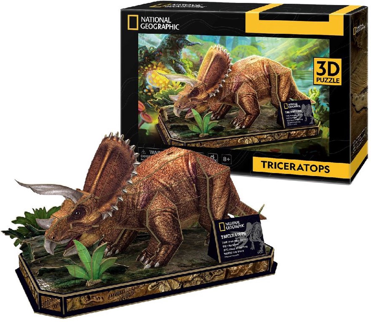 Kubisches lustiges 3D-Puzzle Triceratops – Holzbausatz