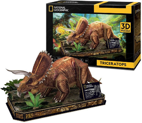 Kubisches lustiges 3D-Puzzle Triceratops – Holzbausatz