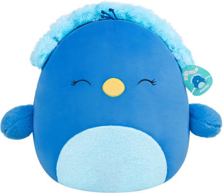 Squishmallows – große Plüschpriscilla, 40 cm, blauer Pfau mit geschlossenen Augen und flauschigem Bauch