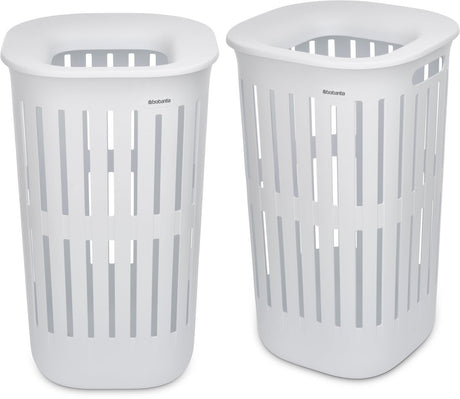 Brabantia Collect-it Wäschekorb – 2er-Set – mit Deckel – 55 l – Weiß