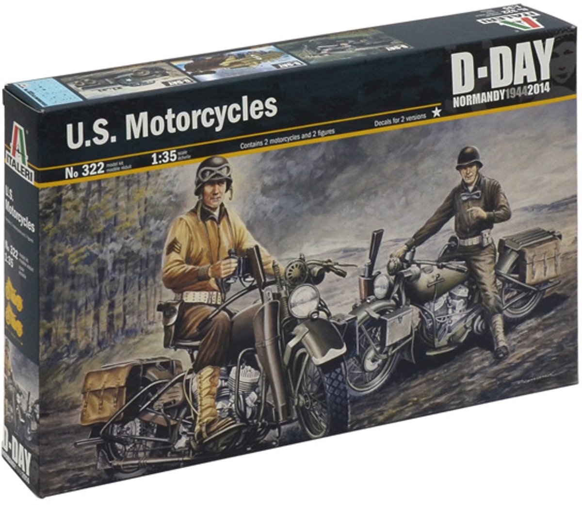 Italeri-Modellbausatz-Motoren – 322 U.S. Motorräder D-Day Kunststoff – 1:35 – Modellbau