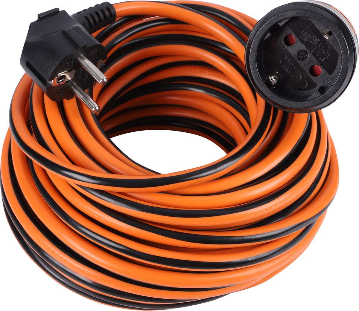 Q-Link-Verlängerungskabel mit Verriegelungssystem – Verlängerungskabel mit Erde – h05vvf – 3 x 1,5 mmâ² – 15 Meter – Schwarz Orange
