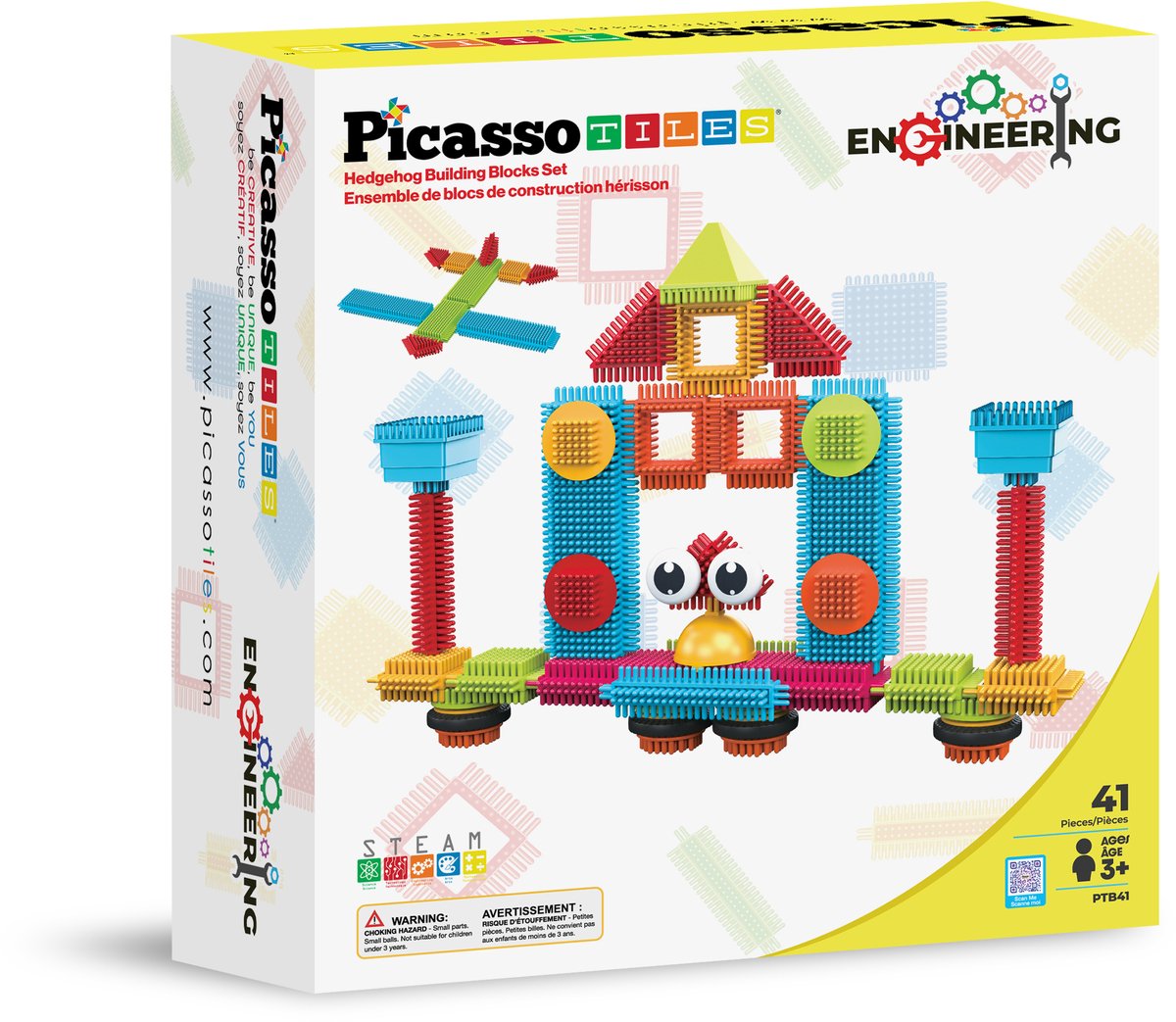 Picassotiles Tactic Picasso Tiles – Konstruktionsspielzeug – Igel-Bausteine – Konstruktionsspielzeug – Stielspielzeug – kreatives Bauspielzeug – 41 Teile – ab 3 Jahren