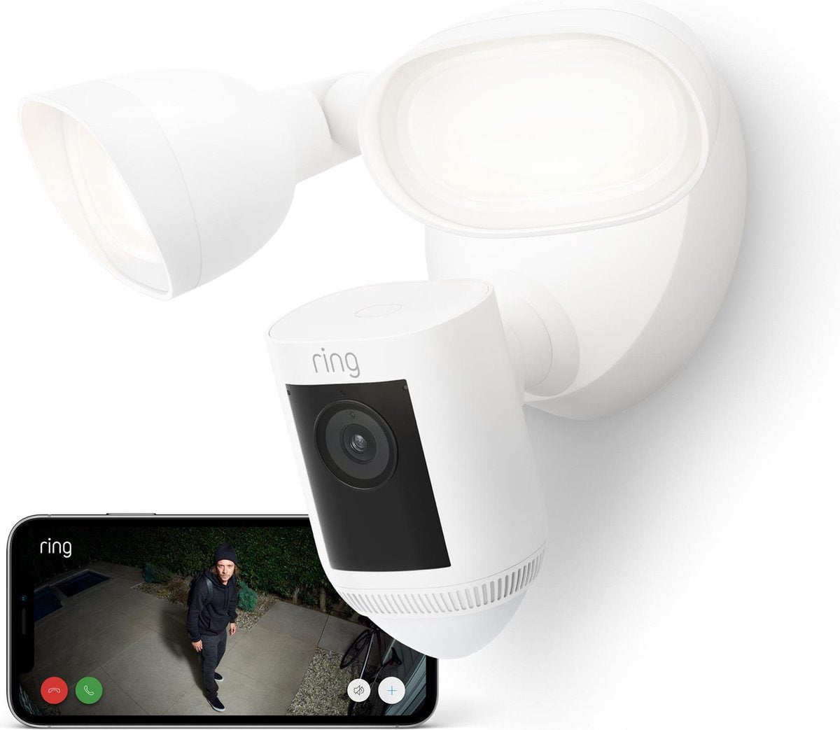 Ring Flutlicht Cam Pro – Weiß