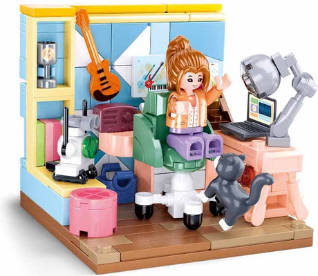 Sluban girls dream mini handcraft studio bouwspeelgoed kinderen vanaf 8 jaar – constructiespeelgoed modelbouw studeerkamer – bouwdoos met 216 bouwstenen en 1 minifiguur – m38-b1016b