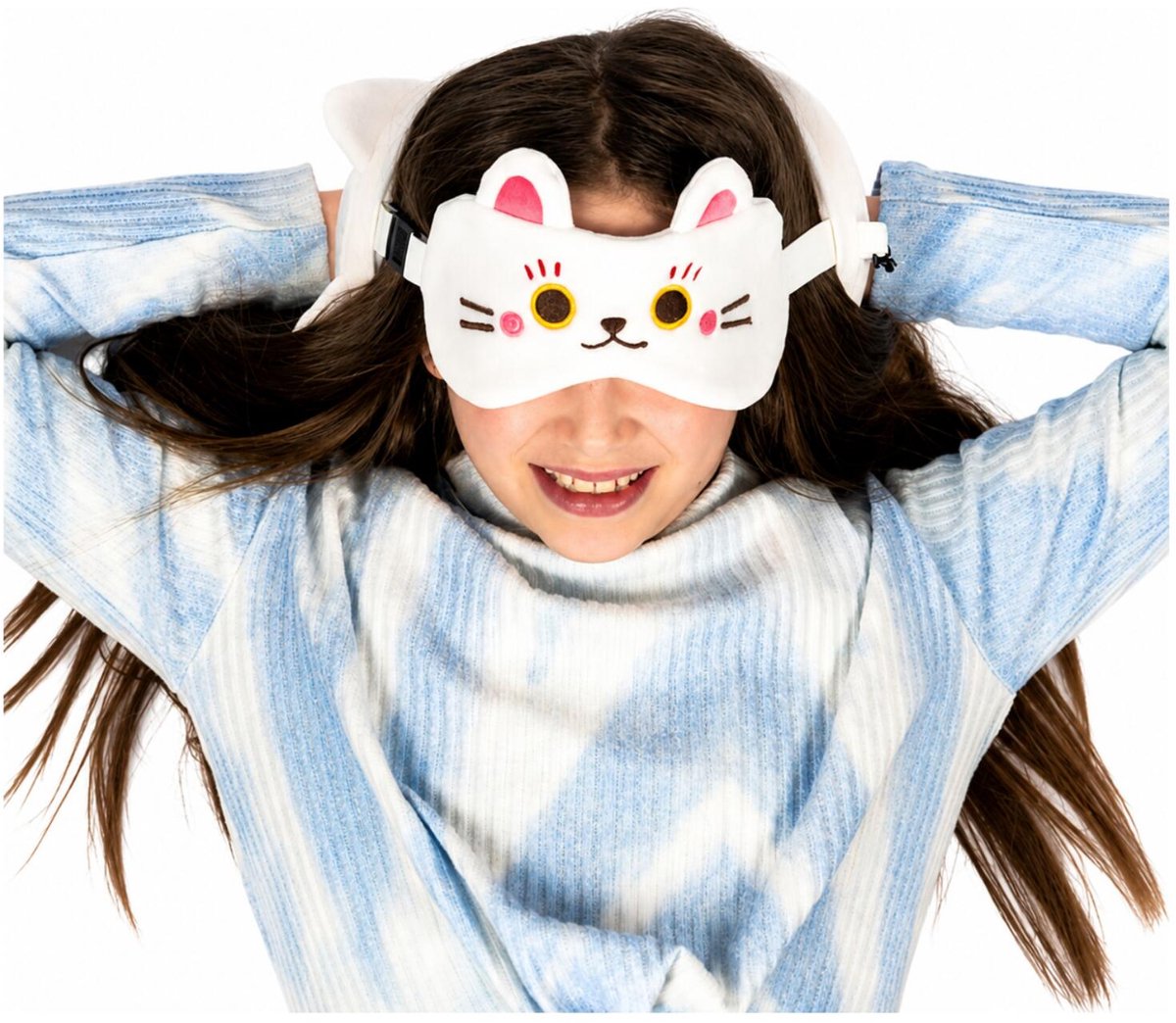 Relaxeazzz Maneki Neko Lucky Cat runde Reisekissen-Schlafmaske