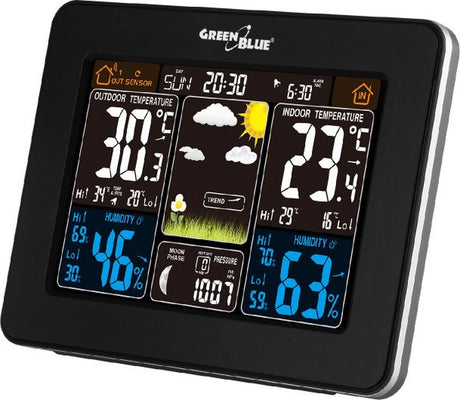 Greenblue Wetterstation DCF Mondphase DCF Alarm Farbbildschirm GB523
