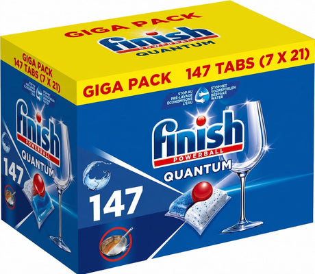 Finish Powerball Quantum Spülmaschinentabs – flüssiger Powerball für die Spülmaschine – reinigt, entfettet und glänzt – 147 Tabletten – Vorteilspackung